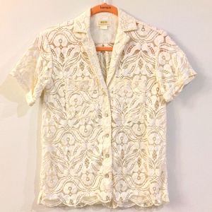 Crochet lace Anthropologie Maeve shirt XS